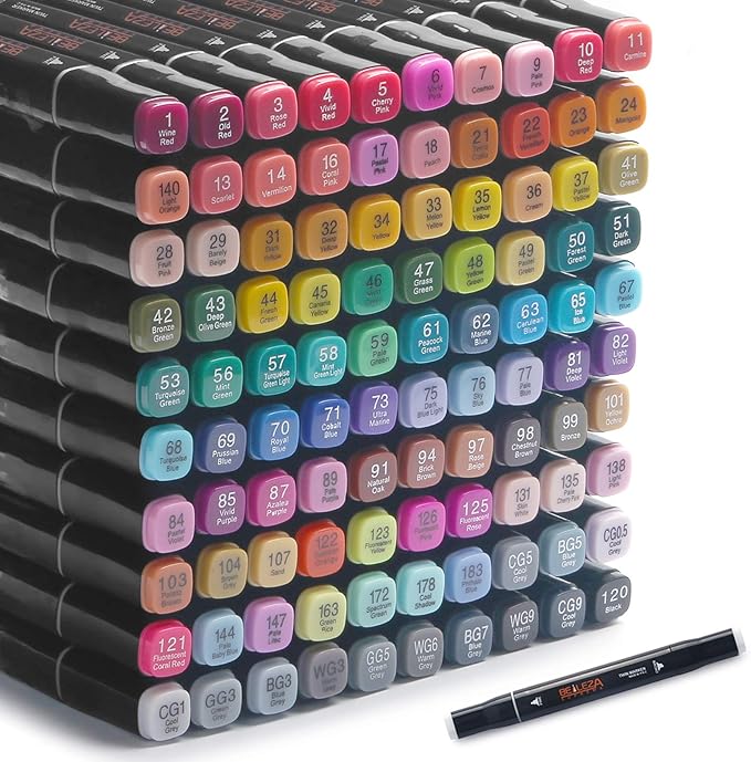 100 Colors Alcohol Markers Dual Tips Permanent Art